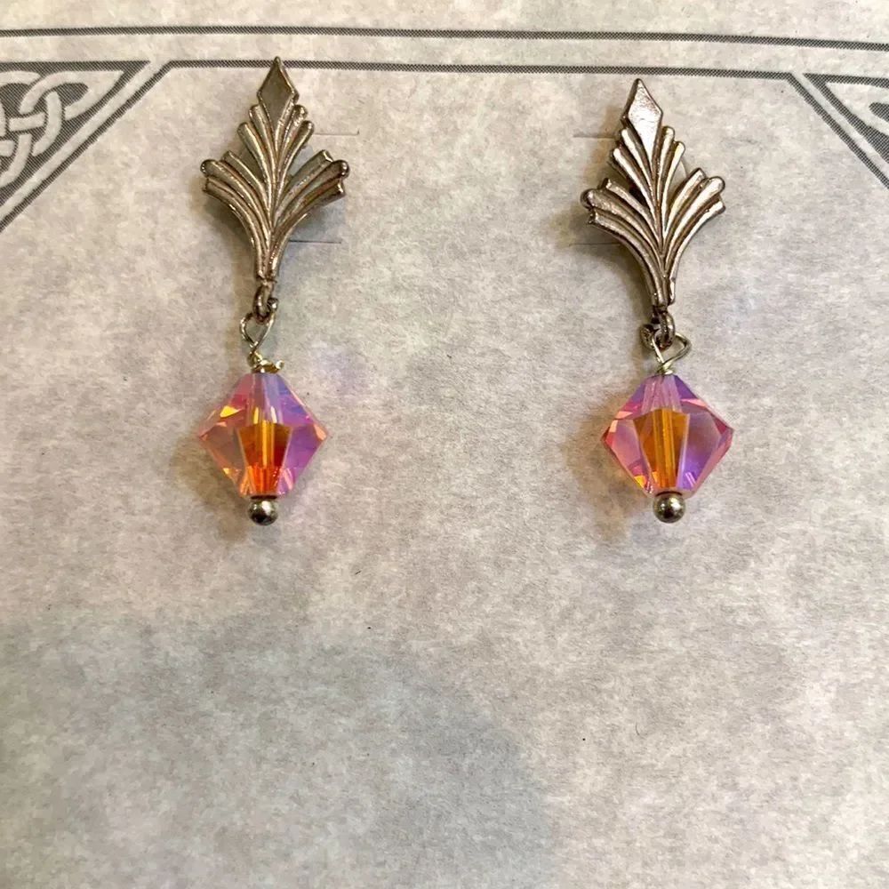 .925 Pink Swarovski Crystal Earrings